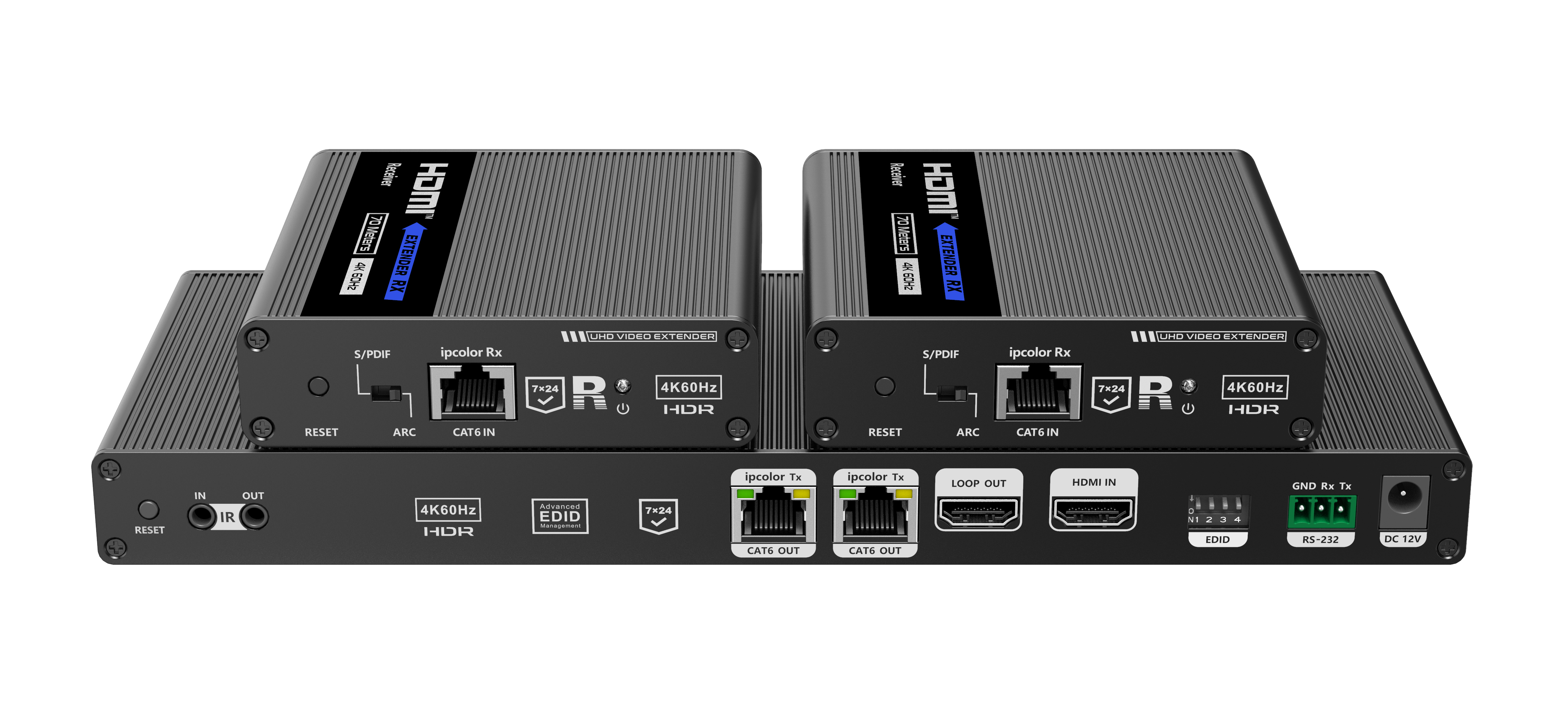 LIONBEAM | HDMI Extender 1X2 4K Cat 6 229FT IR Looping EDID