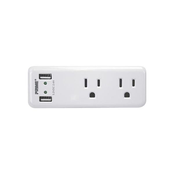 Prime Wire &amp; CAble | POWER
STRIP 2 OUTLET/2 USB Plugin