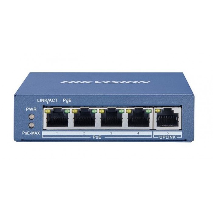 HIKVISION | Switch 4 Port Gigabit PoE, 1 Uplink,1SFP 60W