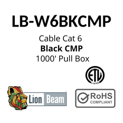 LIONBEAM | Cable Cat 6 CMP Black 1000&#39; Pull Box