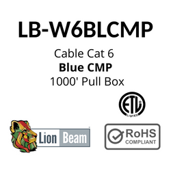 LIONBEAM | Cable Cat 6 CMP
Blue 1000&#39; Pull Box