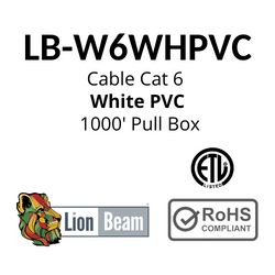 LIONBEAM | Cable Cat 6 CMR
White 1000&#39; Pull Box