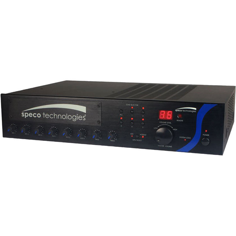 Speco | Speco Amplifier/Mixer
240W Mic/tel/Aux/CD/PGM Inp
70V/8OH