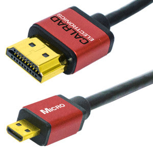 CALRAD | Ultra Slim HDMI Type
A Male to HDMI Micro Type D
Male High Speed Cable, 1080p,
6ft Long