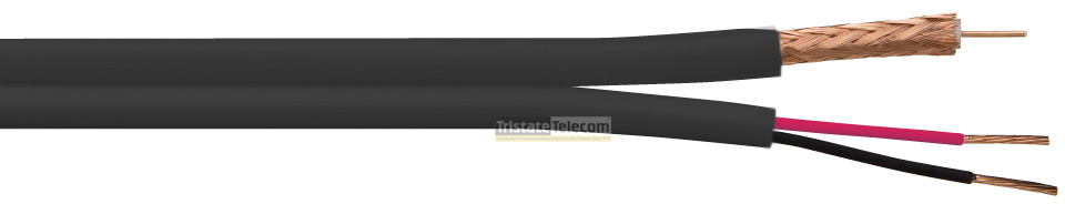 LIONBEAM | Cable RG59 W/18/2 PVC 500&#39; RIB Black