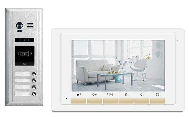 Video Intercom Kit 4 Apartment 7&quot; Monito