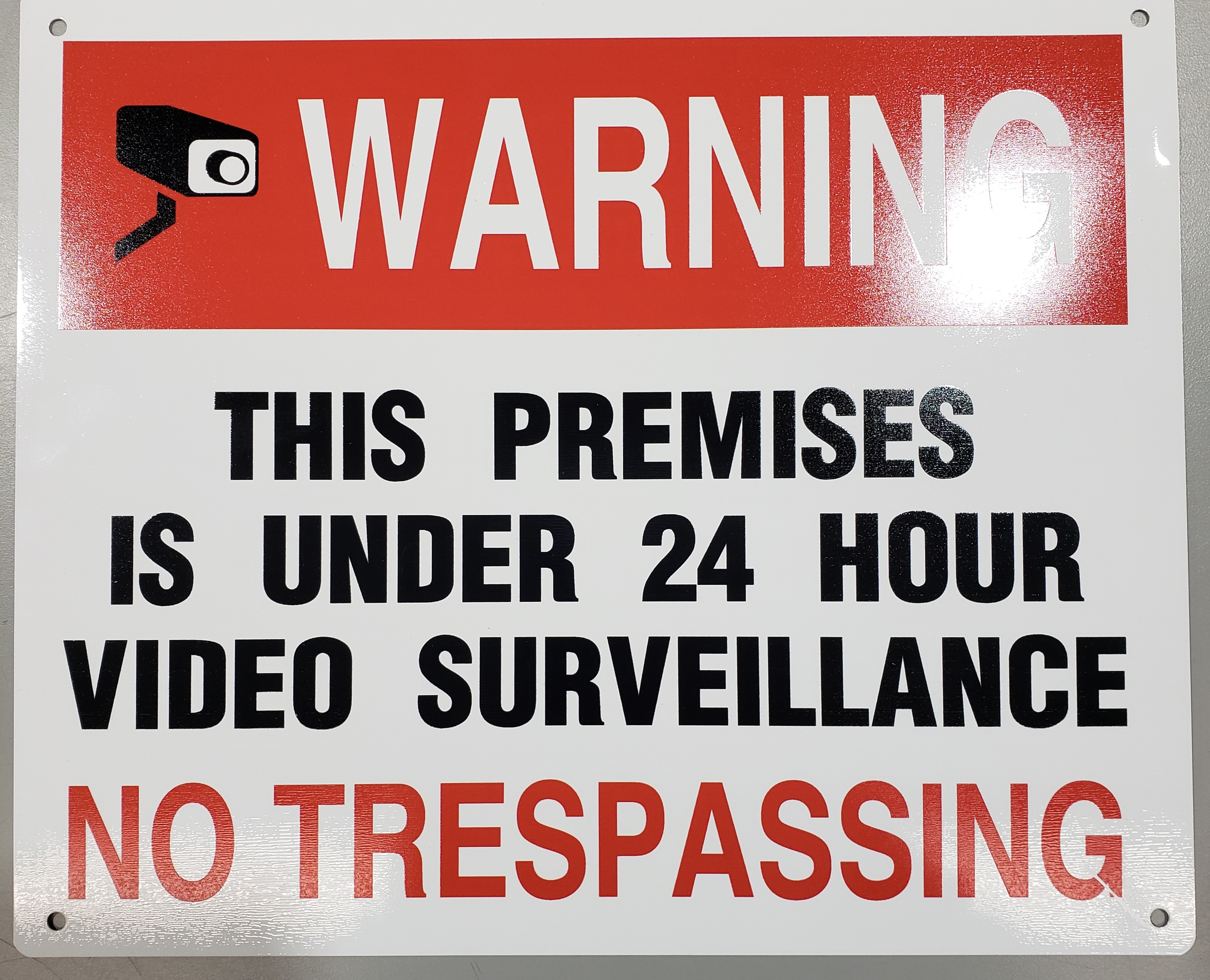 Sign 24 HR VIDEO SURVEILLANCE 10&quot; x 12&quot; No Tresspassing